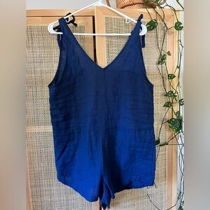 Navy Blue linen romper